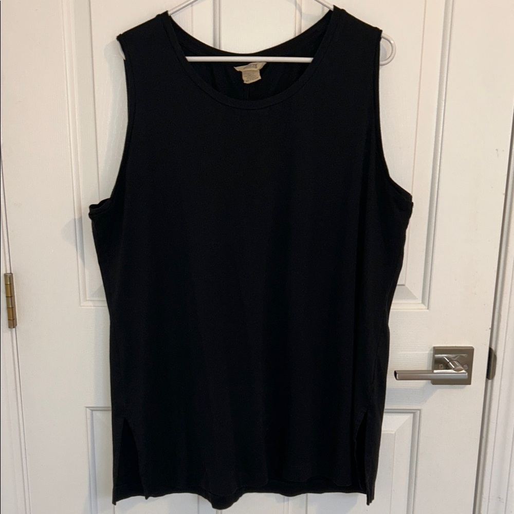 Duluth Trading Black Pima Cotton Willow Knit Tunic Tank XXL